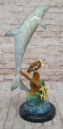 Limited Edition Original Artwork Dolphin Fish Turtle Bronze Sculpture Hand Made Artwork