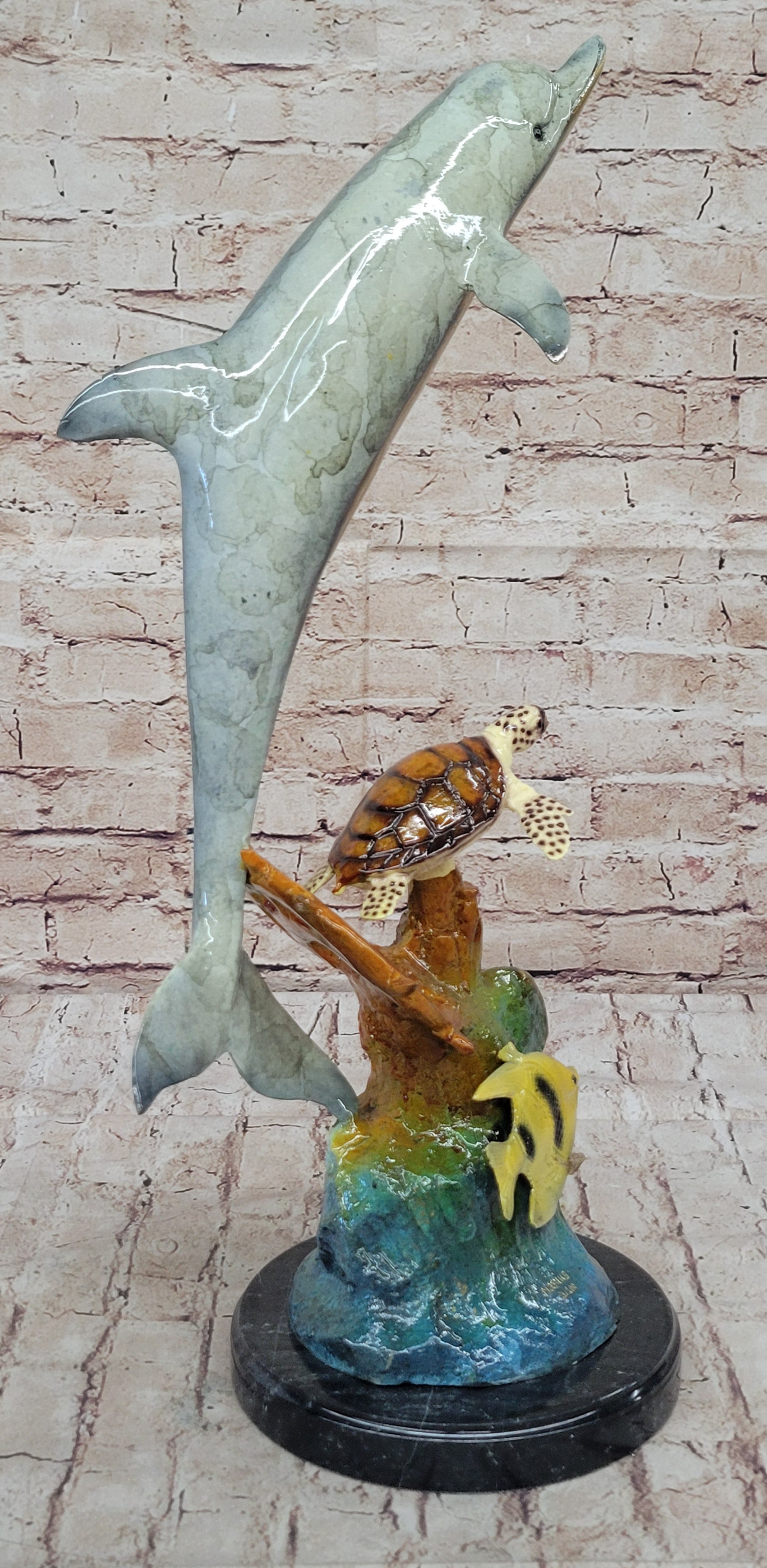 Limited Edition Original Artwork Dolphin Fish Turtle Bronze Sculpture Hand Made Artwork