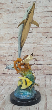 Limited Edition Original Artwork Dolphin Fish Turtle Bronze Sculpture Hand Made Artwork
