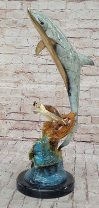 Limited Edition Original Artwork Dolphin Fish Turtle Bronze Sculpture Hand Made Artwork
