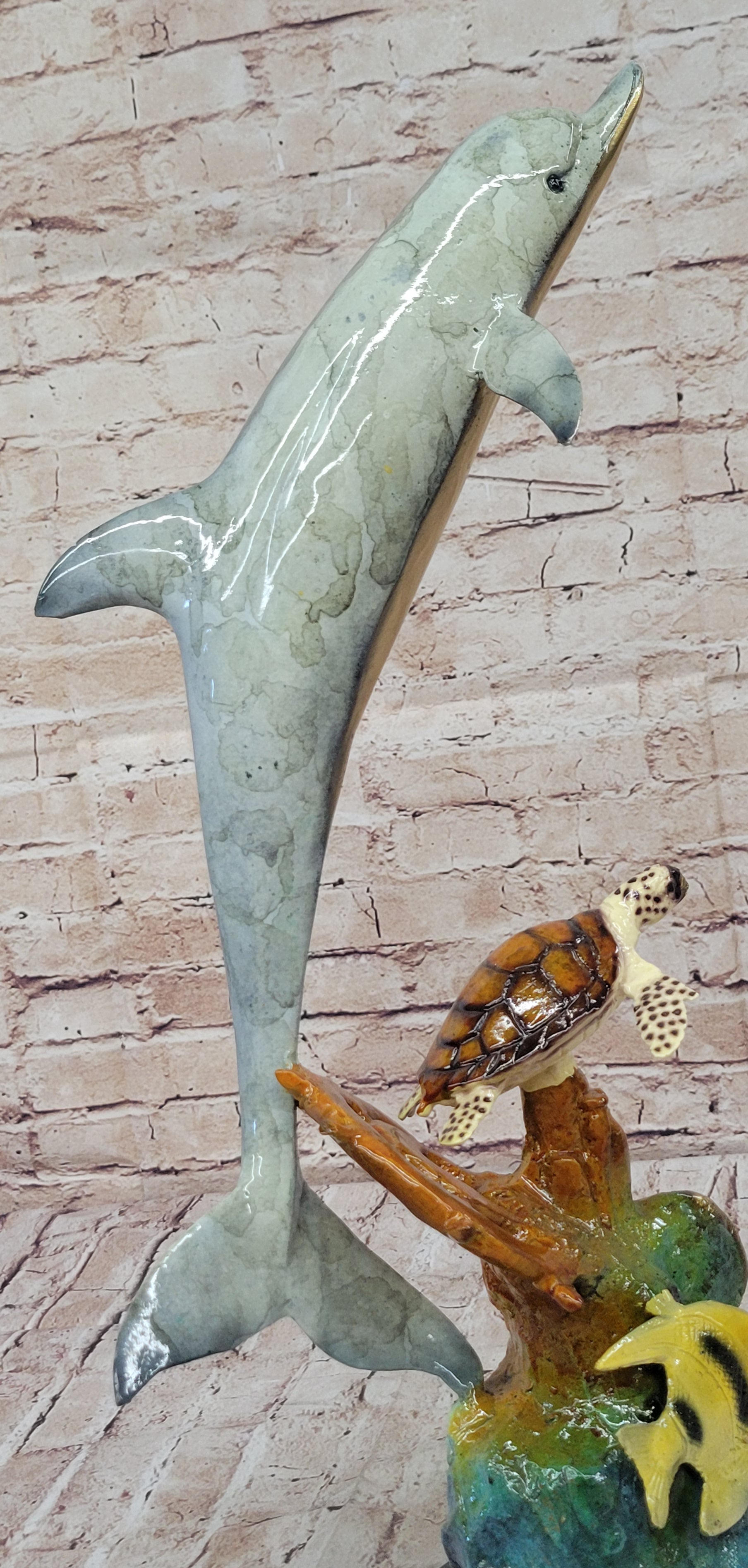 Limited Edition Original Artwork Dolphin Fish Turtle Bronze Sculpture Hand Made Artwork