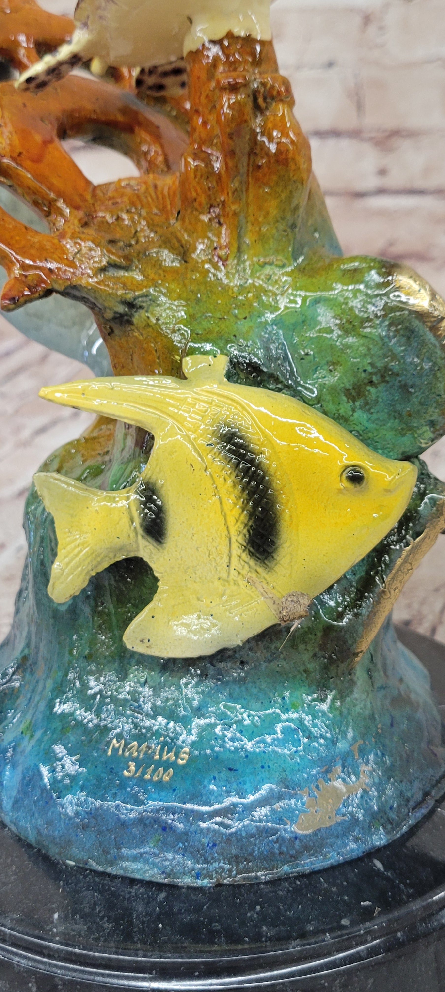 Limited Edition Original Artwork Dolphin Fish Turtle Bronze Sculpture Hand Made Artwork