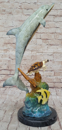 Limited Edition Original Artwork Dolphin Fish Turtle Bronze Sculpture Hand Made Artwork