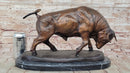 Charging Bull Bronze Sculpture Moigniez 11" x 17" Marble Base