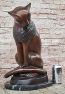 Bastet Cat Egyptian Goddess Bronze Metal Sculpture 19" x 13"