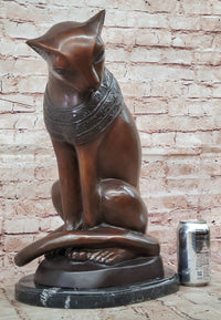 Bastet Cat Egyptian Goddess Bronze Metal Sculpture 19" x 13"