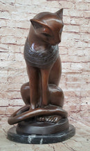 Bastet Cat Egyptian Goddess Bronze Metal Sculpture 19" x 13"
