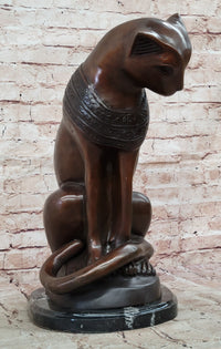 Bastet Cat Egyptian Goddess Bronze Metal Sculpture 19" x 13"