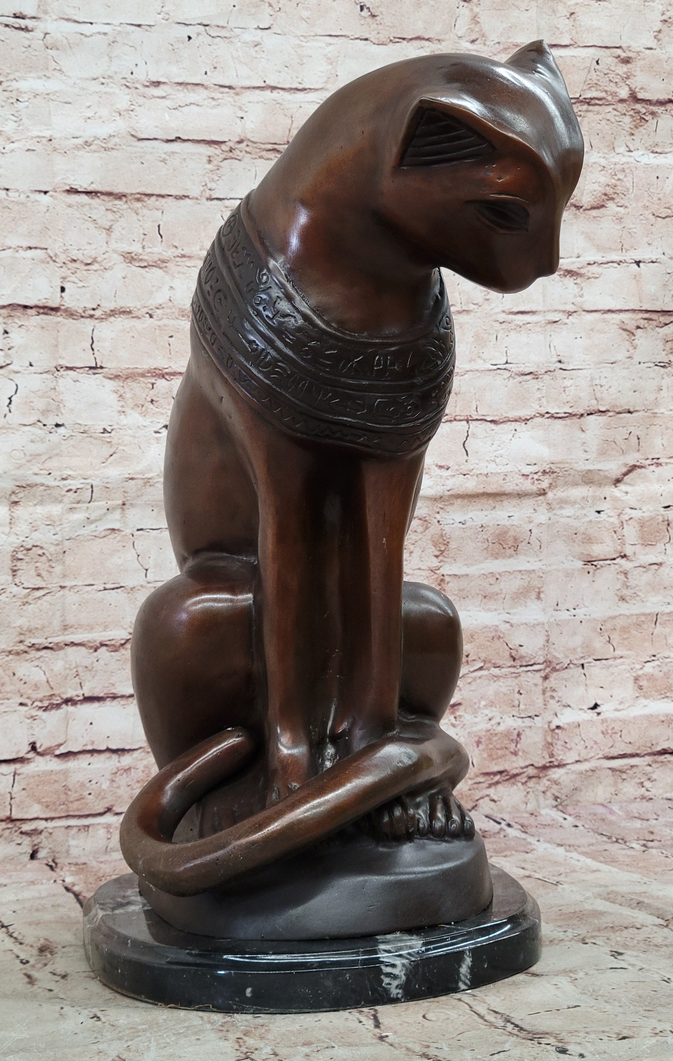 Bastet Cat Egyptian Goddess Bronze Metal Sculpture 19" x 13"