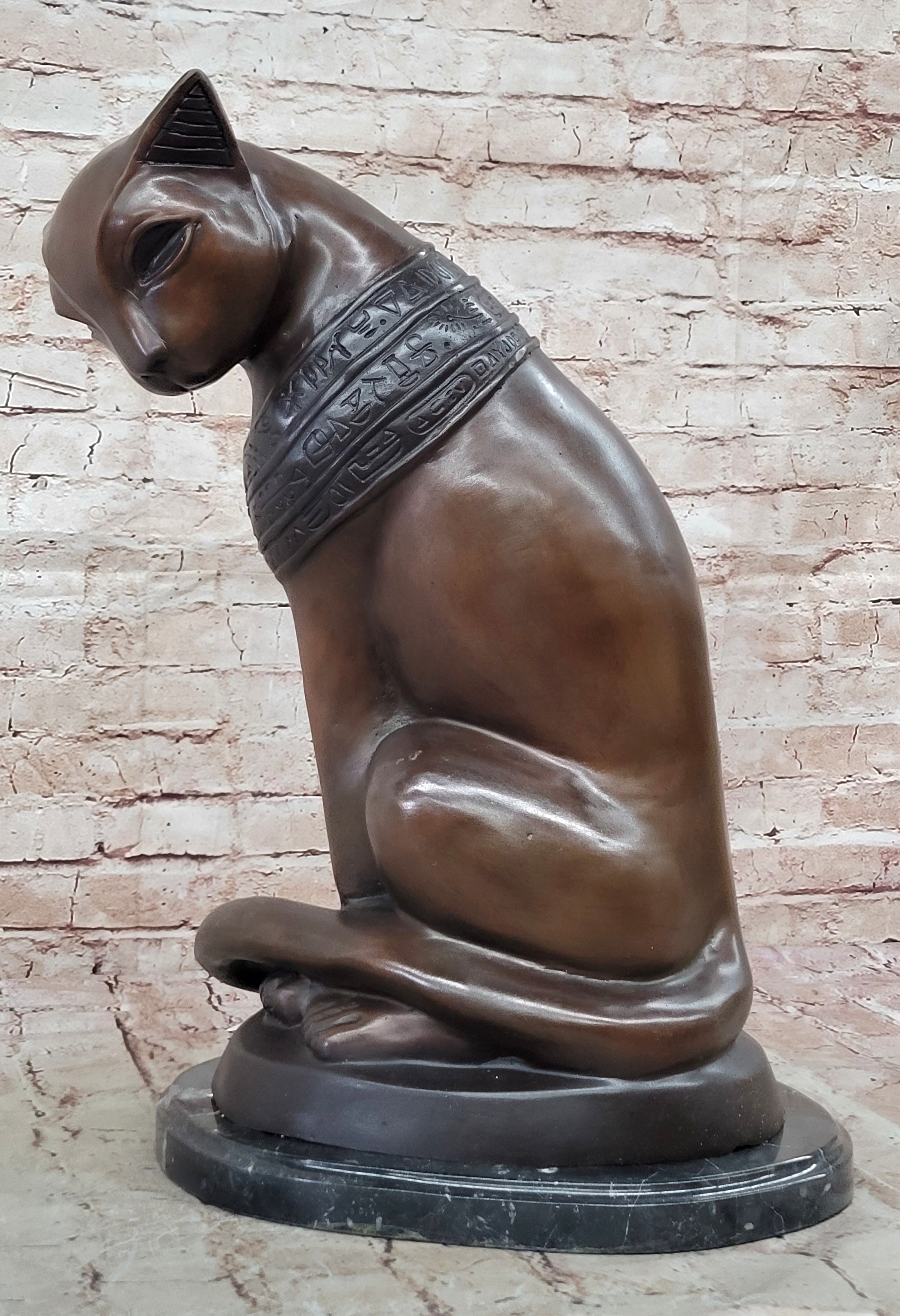 Bastet Cat Egyptian Goddess Bronze Metal Sculpture 19" x 13"