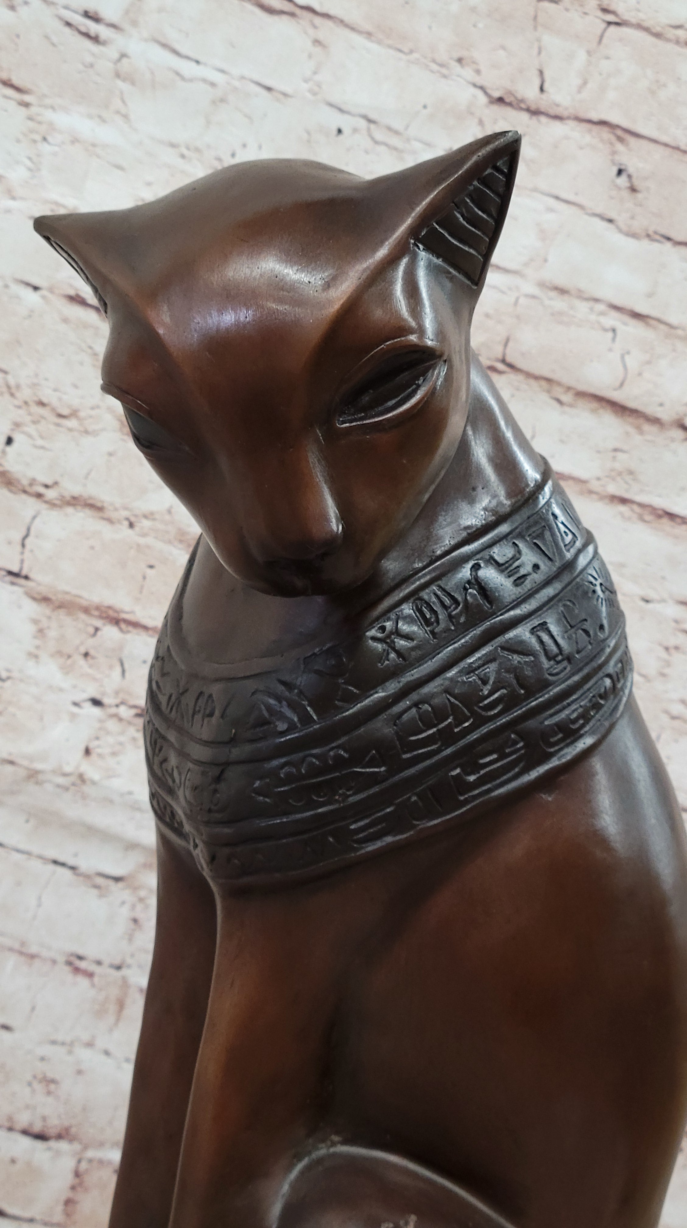 Bastet Cat Egyptian Goddess Bronze Metal Sculpture 19" x 13"