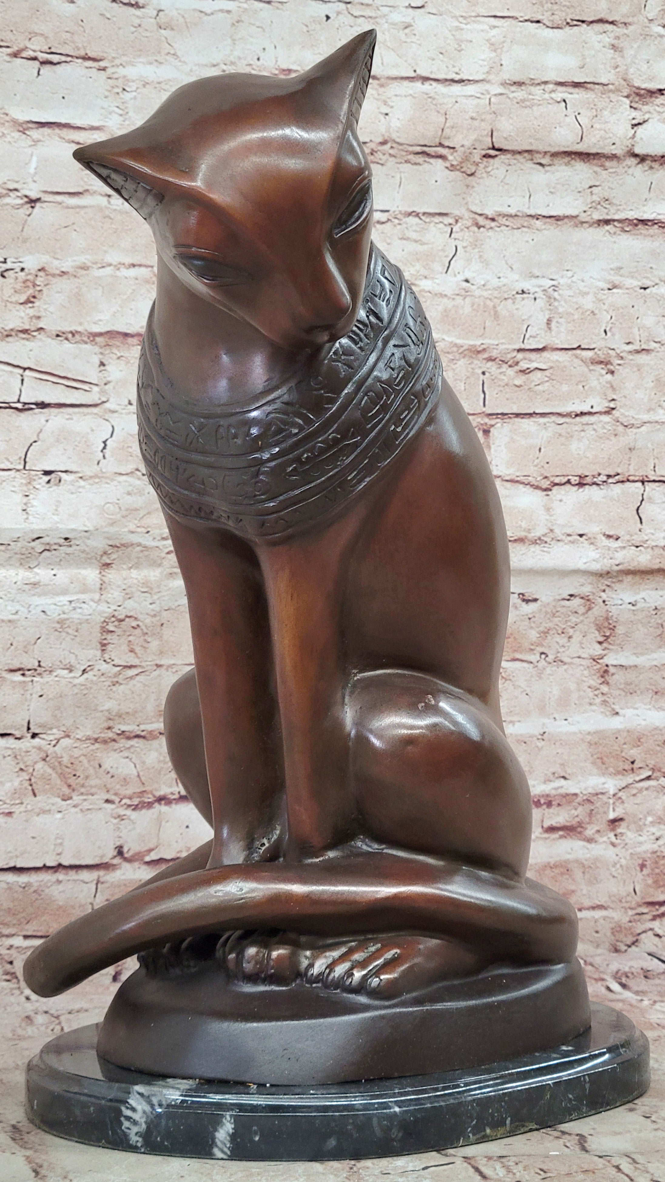 Bastet Cat Egyptian Goddess Bronze Metal Sculpture 19" x 13"