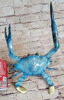 Colorful Patina Glazed Bronze Metal Crab 6" x 12"