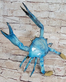 Colorful Patina Glazed Bronze Metal Crab 6" x 12"