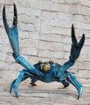 Colorful Patina Glazed Bronze Metal Crab 6" x 12"
