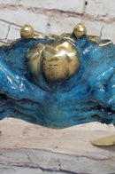 Colorful Patina Glazed Bronze Metal Crab 6" x 12"