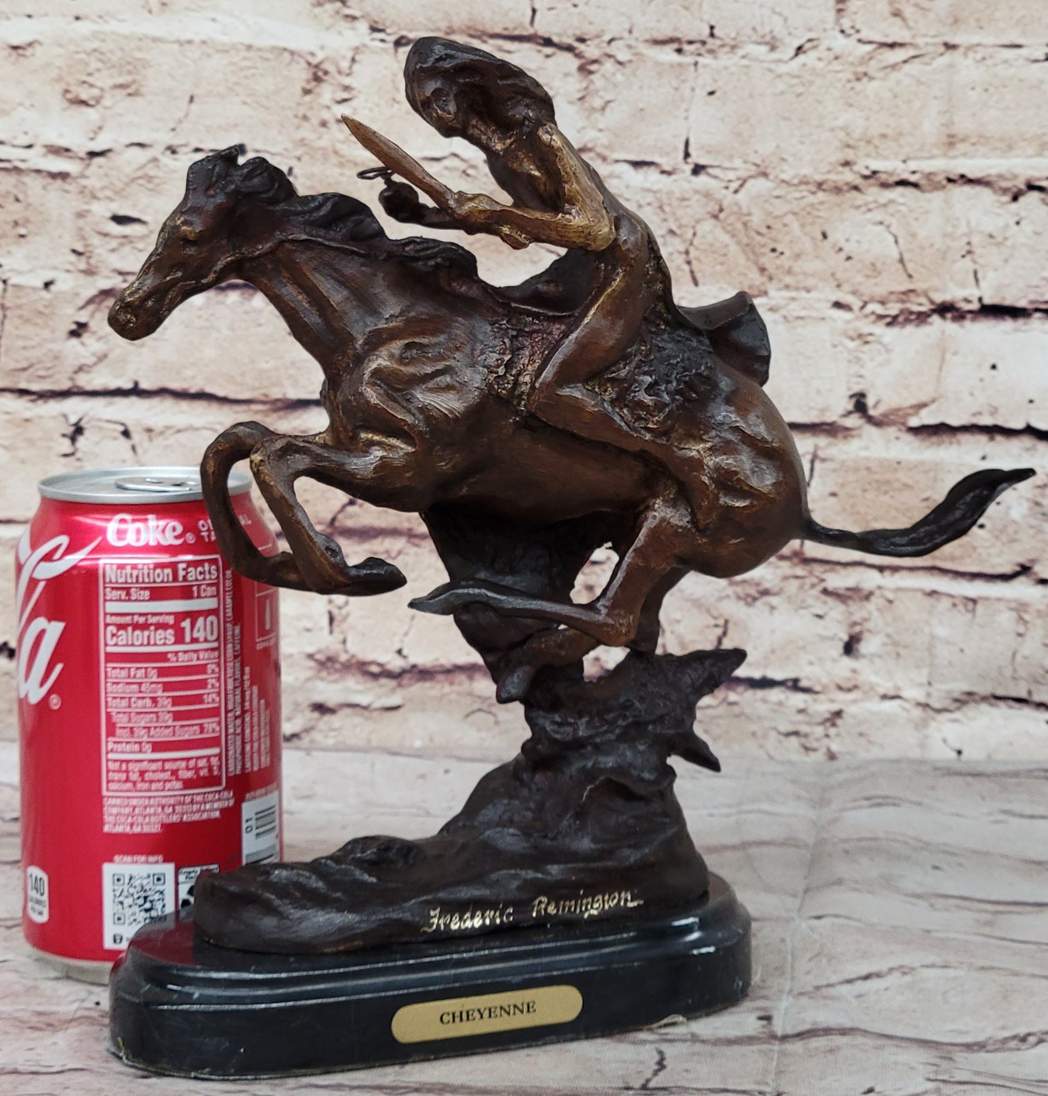 CHEYENNE by Frederic Remington Native American Riding Horse Bronze Statue Sculpture 8" x 10"