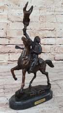BUFFALO SIGNAL Frederic Remington Bronze Desktop Statue Sculpture Western 13" x 9"