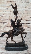 BUFFALO SIGNAL Frederic Remington Bronze Desktop Statue Sculpture Western 13" x 9"