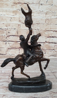 BUFFALO SIGNAL Frederic Remington Bronze Desktop Statue Sculpture Western 13" x 9"