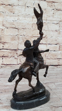 BUFFALO SIGNAL Frederic Remington Bronze Desktop Statue Sculpture Western 13" x 9"