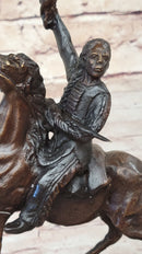 BUFFALO SIGNAL Frederic Remington Bronze Desktop Statue Sculpture Western 13" x 9"