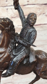 BUFFALO SIGNAL Frederic Remington Bronze Desktop Statue Sculpture Western 13" x 9"