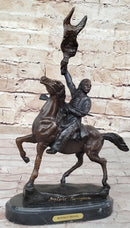 BUFFALO SIGNAL Frederic Remington Bronze Desktop Statue Sculpture Western 13" x 9"