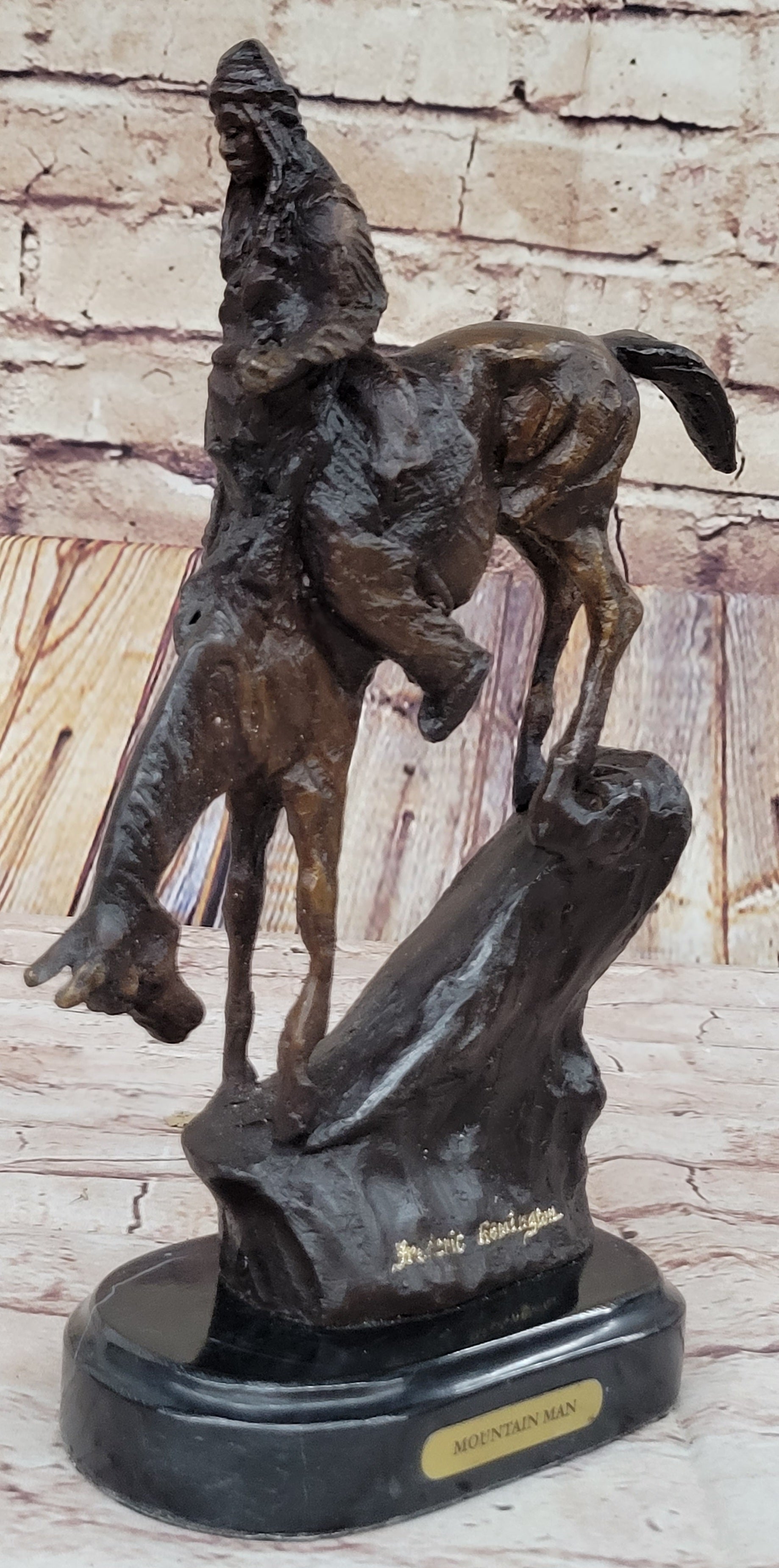 MOUNTAIN MAN Frederic Remington Bronze Statue Native American Sculpture 11" x 9"