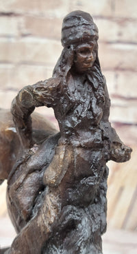 MOUNTAIN MAN Frederic Remington Bronze Statue Native American Sculpture 11" x 9"