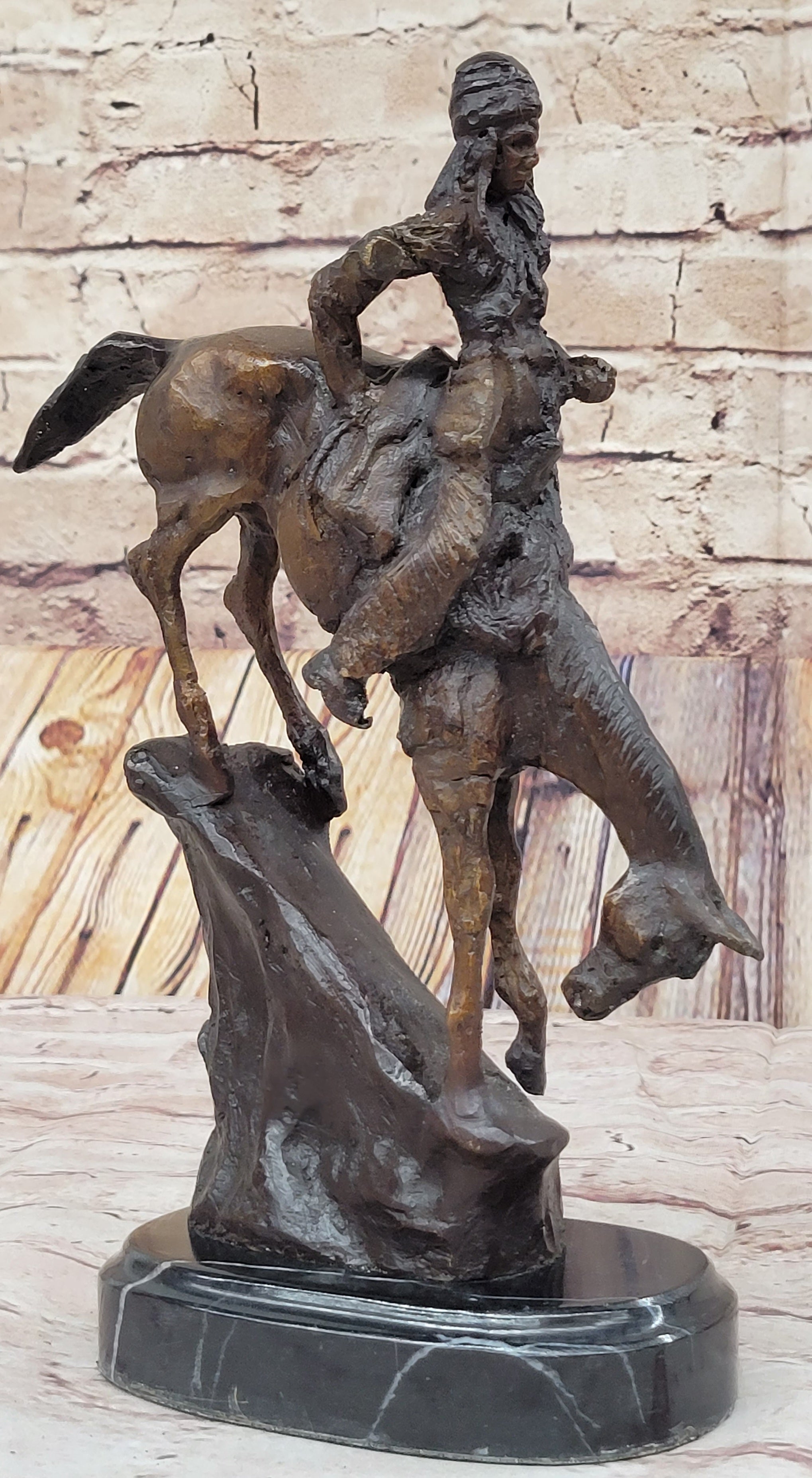 MOUNTAIN MAN Frederic Remington Bronze Statue Native American Sculpture 11" x 9"