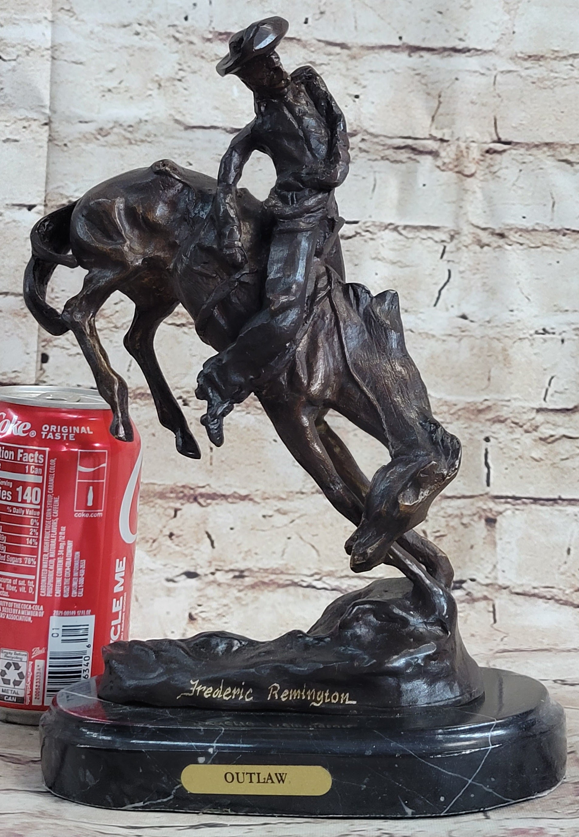 OUTLAW by Frederic Remington Western Bronze Statue Sculpture Cowboy Horse 10" x 9"