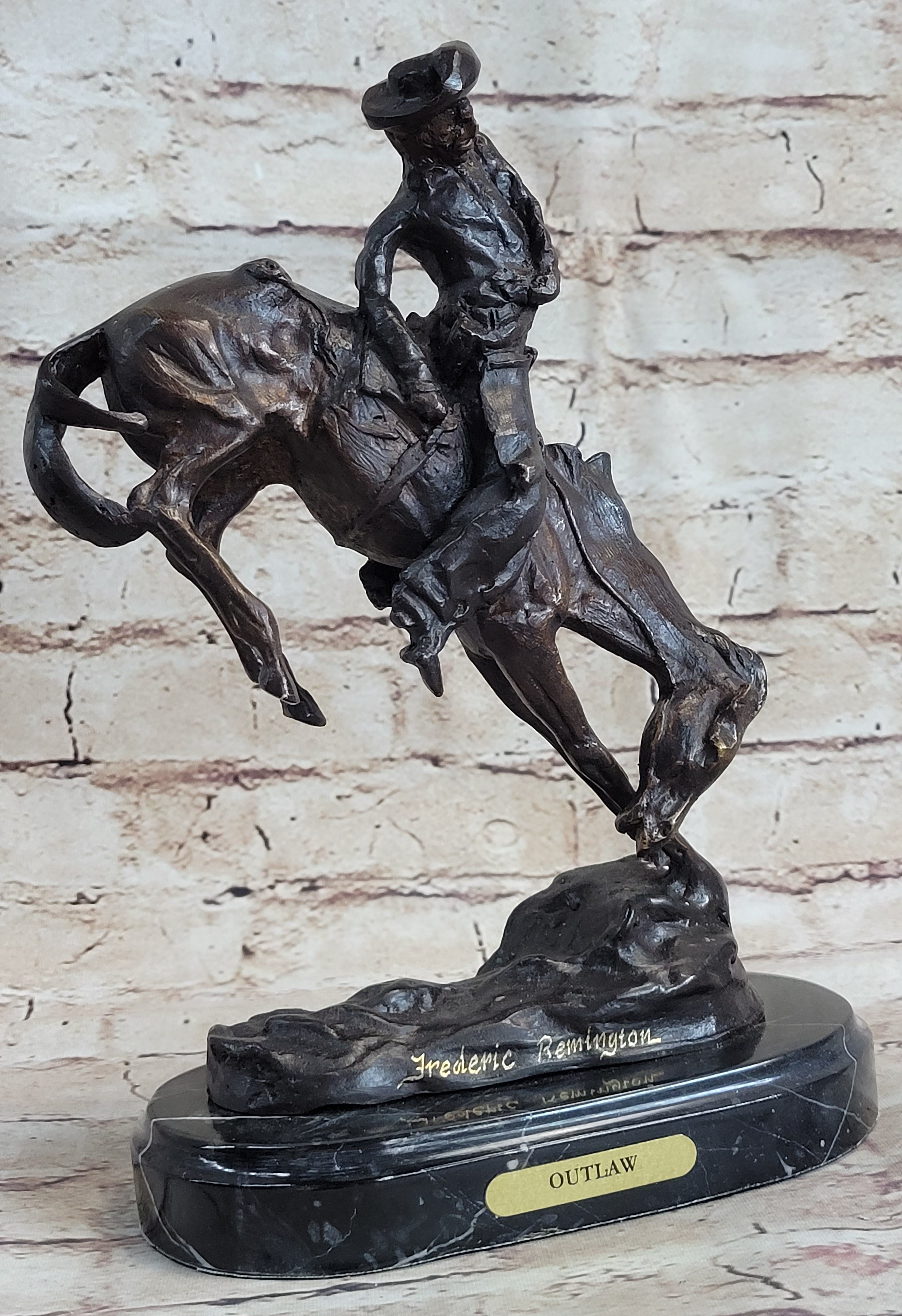 OUTLAW by Frederic Remington Western Bronze Statue Sculpture Cowboy Horse 10" x 9"