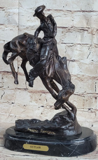 OUTLAW by Frederic Remington Western Bronze Statue Sculpture Cowboy Horse 10" x 9"