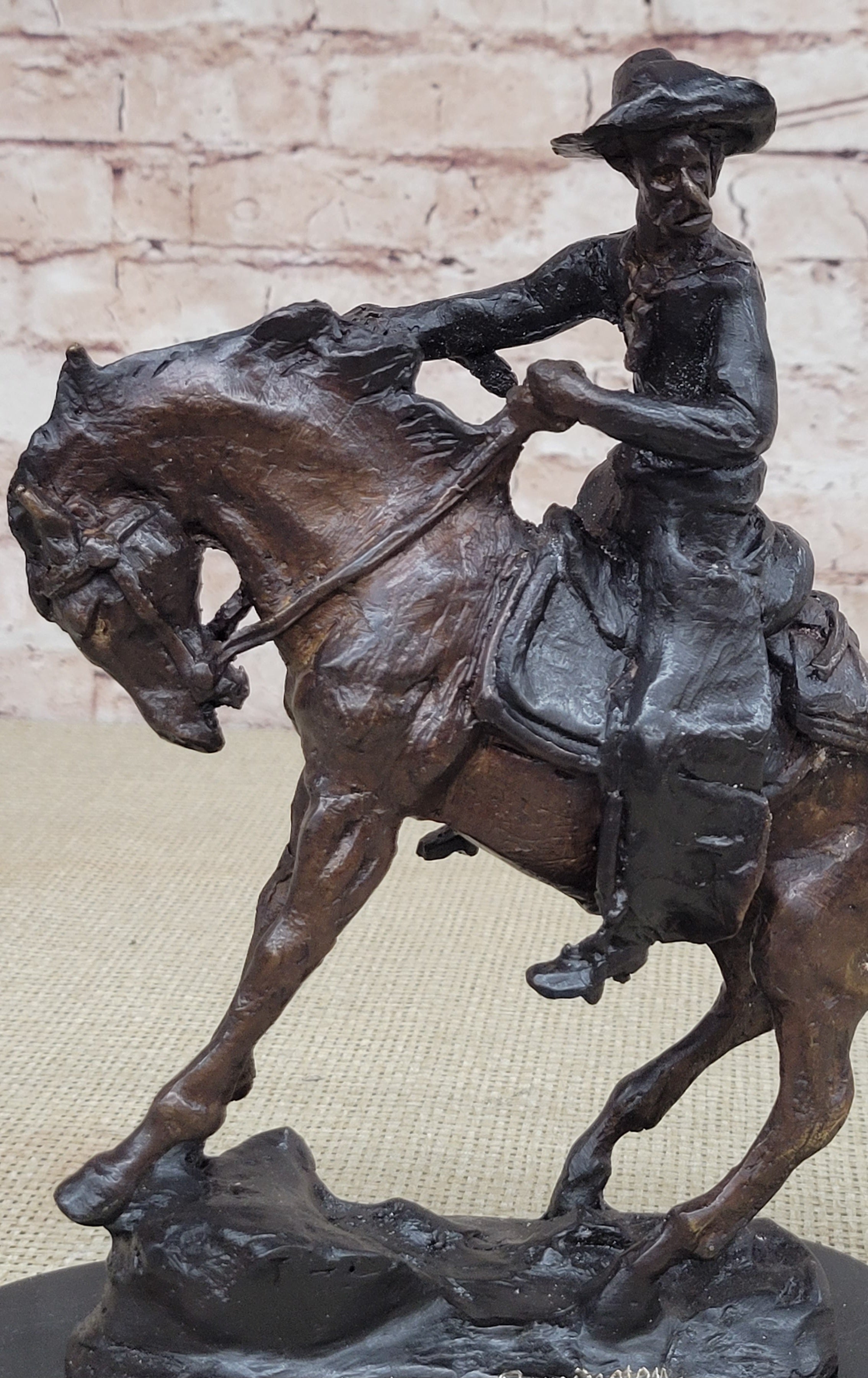 PEACE Frederic Remington Bronze Western Cowboy 10" x 10"