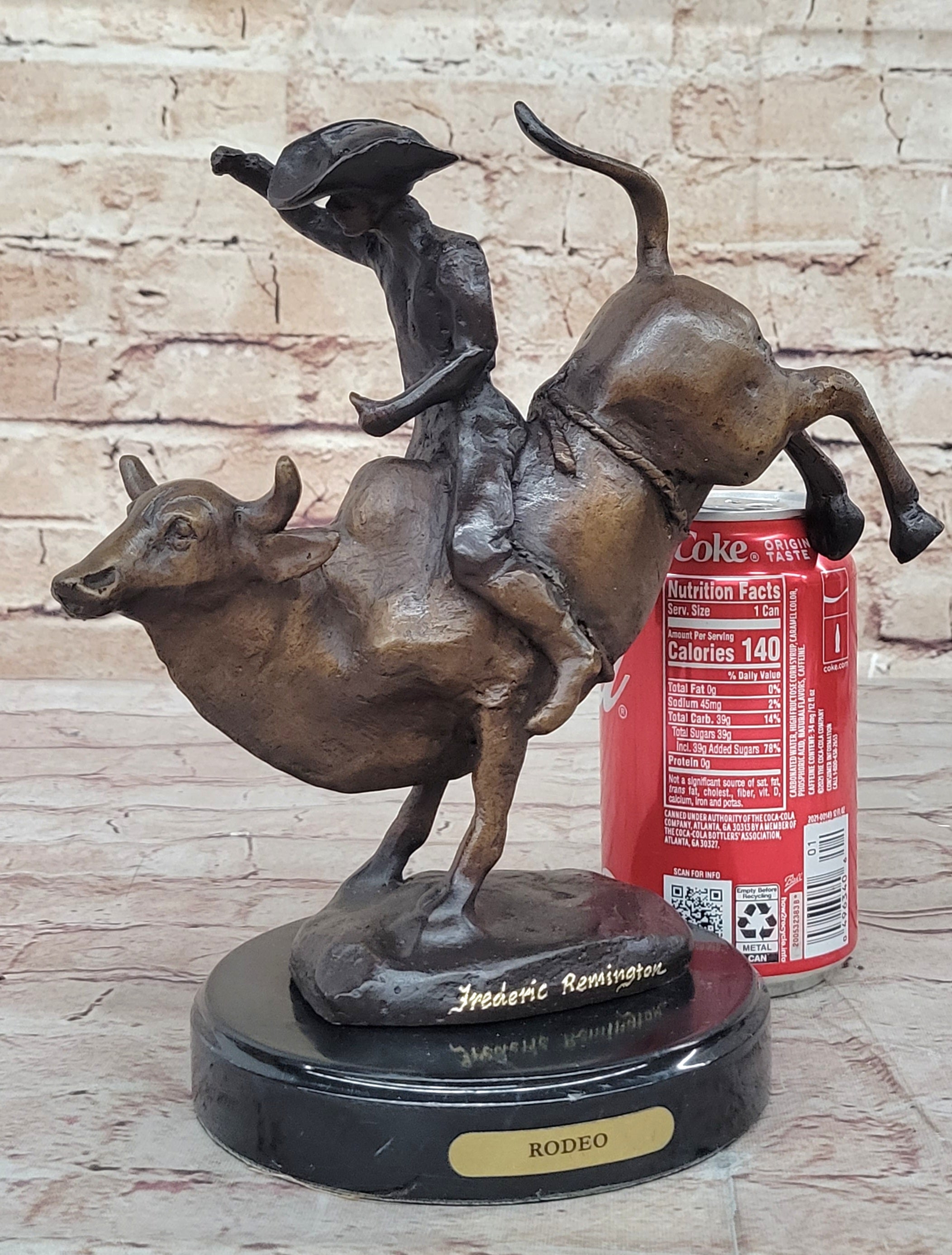 RODEO Bull Rider Cowboy Bronze Sculpture Marble Base 9" x 9"
