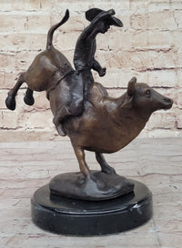 RODEO Bull Rider Cowboy Bronze Sculpture Marble Base 9" x 9"