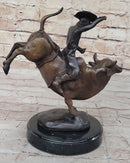 RODEO Bull Rider Cowboy Bronze Sculpture Marble Base 9" x 9"