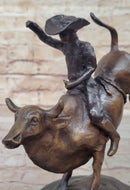 RODEO Bull Rider Cowboy Bronze Sculpture Marble Base 9" x 9"