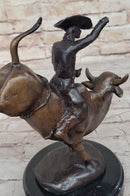 RODEO Bull Rider Cowboy Bronze Sculpture Marble Base 9" x 9"