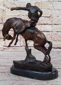 BRONCO TWISTER Frederic Remington Cowboy Bronze Statue Sculpture Western 10" x 10"