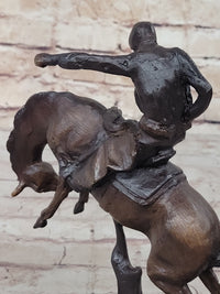 BRONCO TWISTER Frederic Remington Cowboy Bronze Statue Sculpture Western 10" x 10"