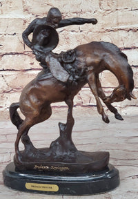BRONCO TWISTER Frederic Remington Cowboy Bronze Statue Sculpture Western 10" x 10"