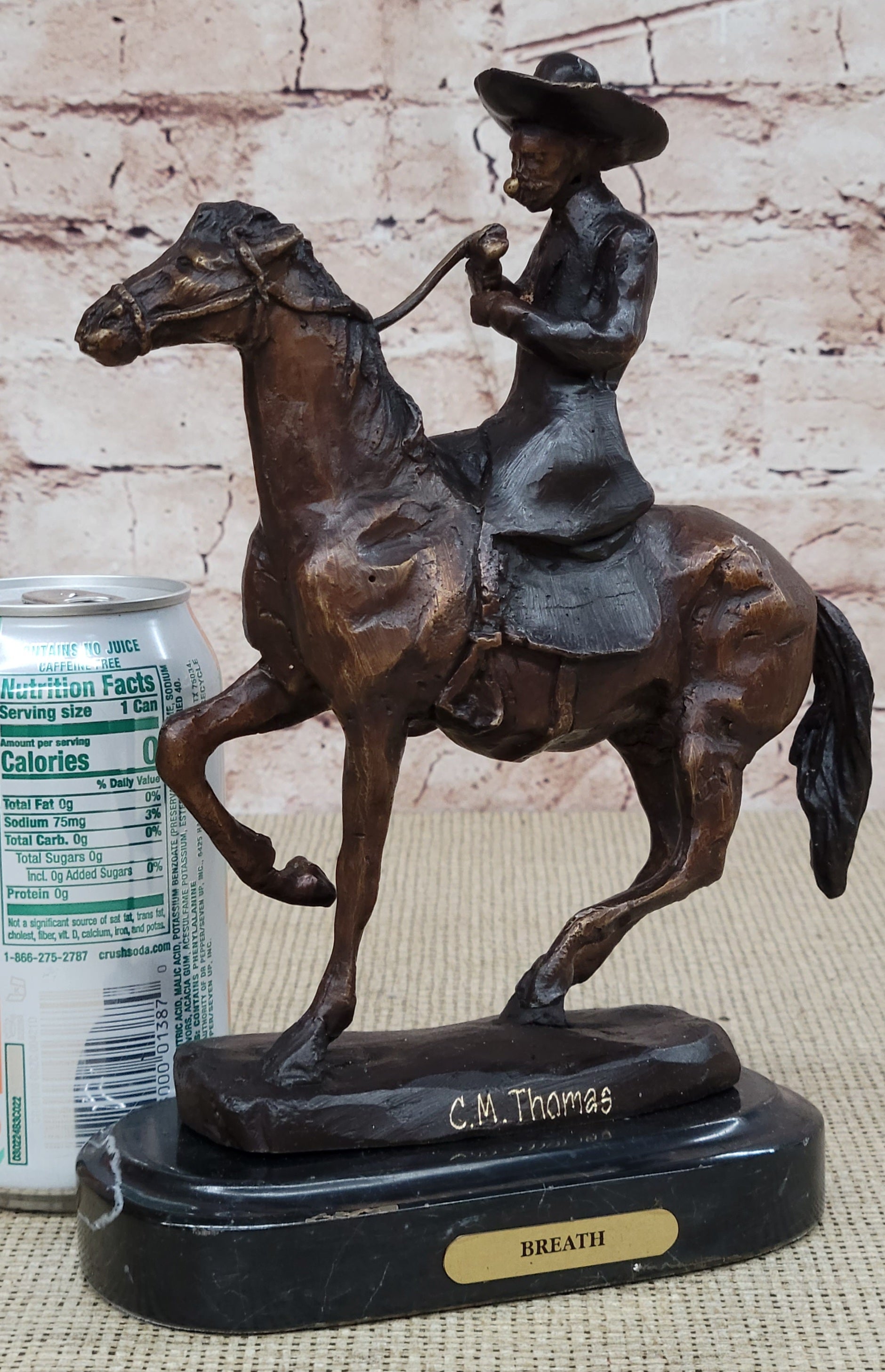 BREATH Frederic Remington Bronze Cowboy Statue Sculpture Western Art 9" x 9"