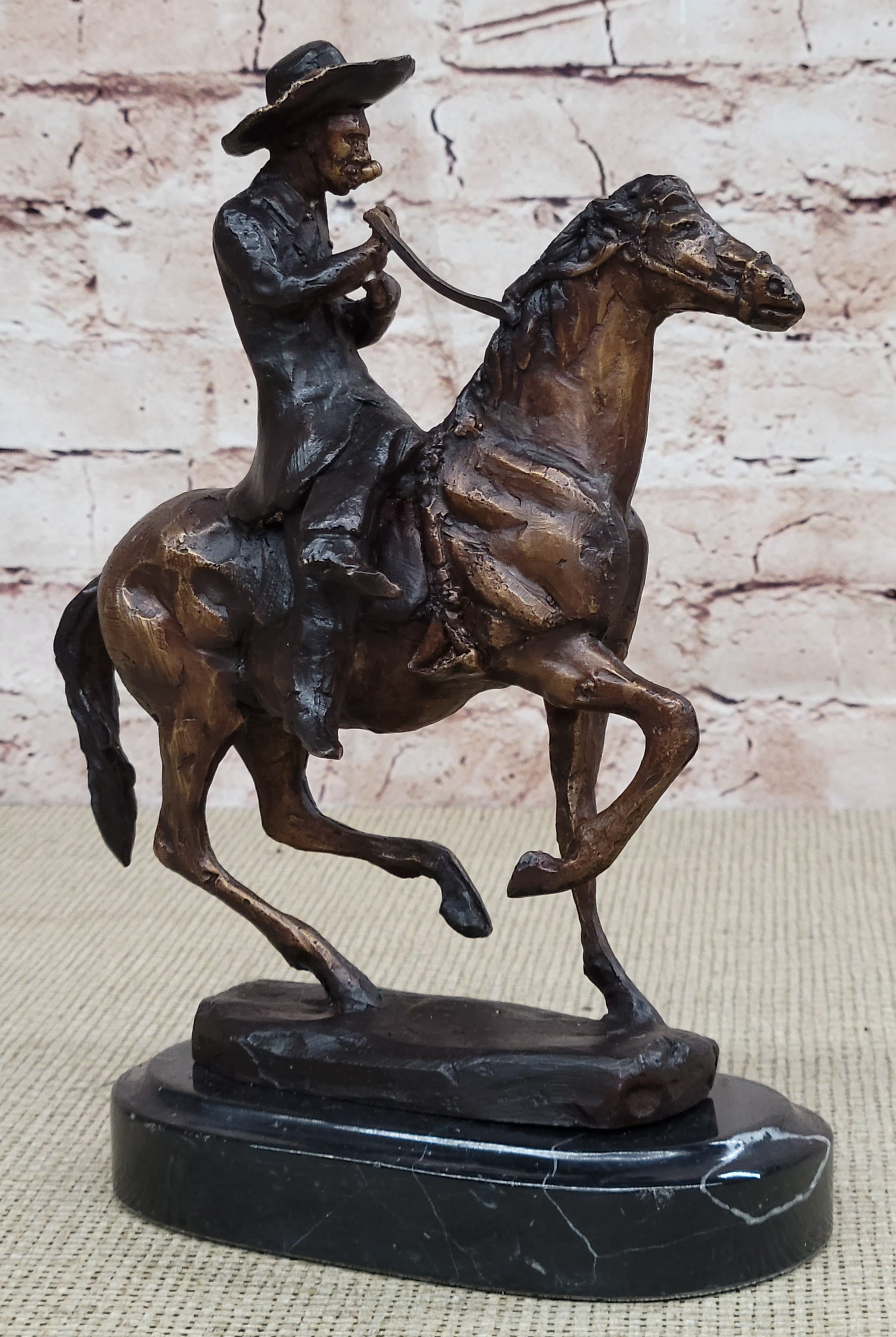 BREATH Frederic Remington Bronze Cowboy Statue Sculpture Western Art 9" x 9"