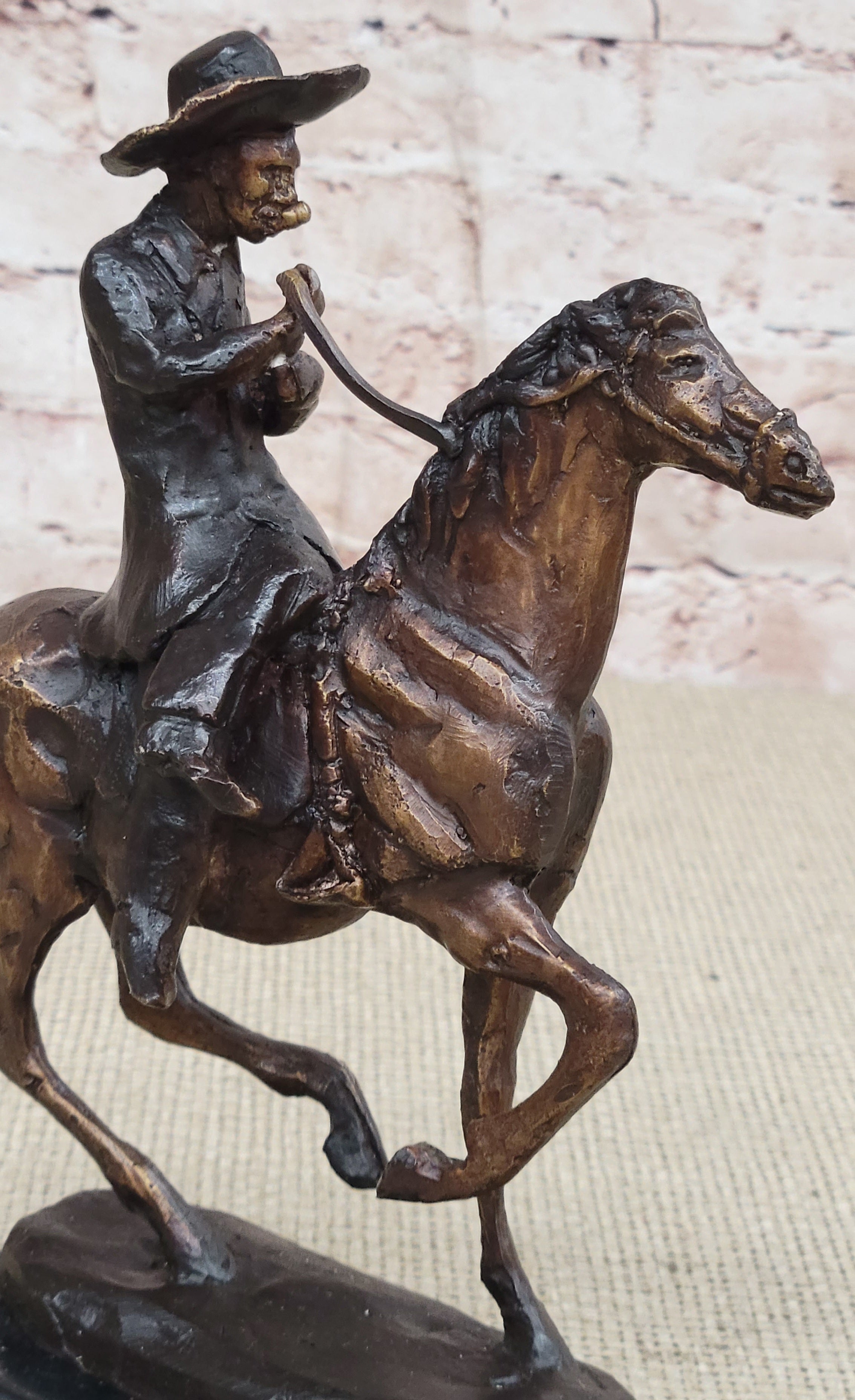 BREATH Frederic Remington Bronze Cowboy Statue Sculpture Western Art 9" x 9"