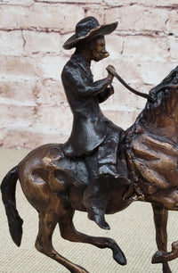 BREATH Frederic Remington Bronze Cowboy Statue Sculpture Western Art 9" x 9"