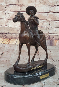 Will Rogers Cowboy on Horse Western Bronze Statue Sculpture Frederic Remington 9" x 8"