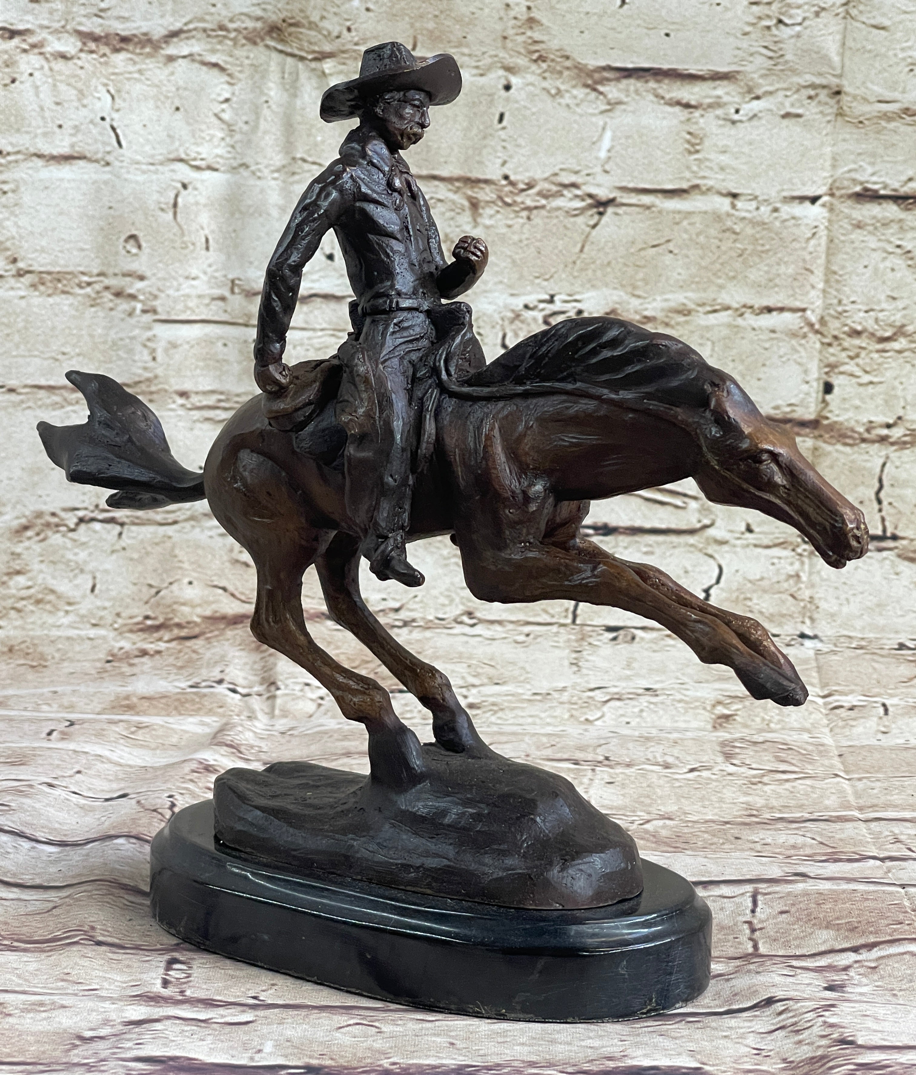 RANGER by Frederic Remington Cowboy on Horseback Bronze Sculpture Statue Country Western Art 9" x 8"