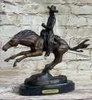 RANGER by Frederic Remington Cowboy on Horseback Bronze Sculpture Statue Country Western Art 9" x 8"